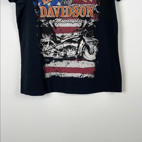 Harley-Davidson Womens 3XL V Neck Bling Rhinestone Graphic Black Pullover Tee - Picture 2 of 11